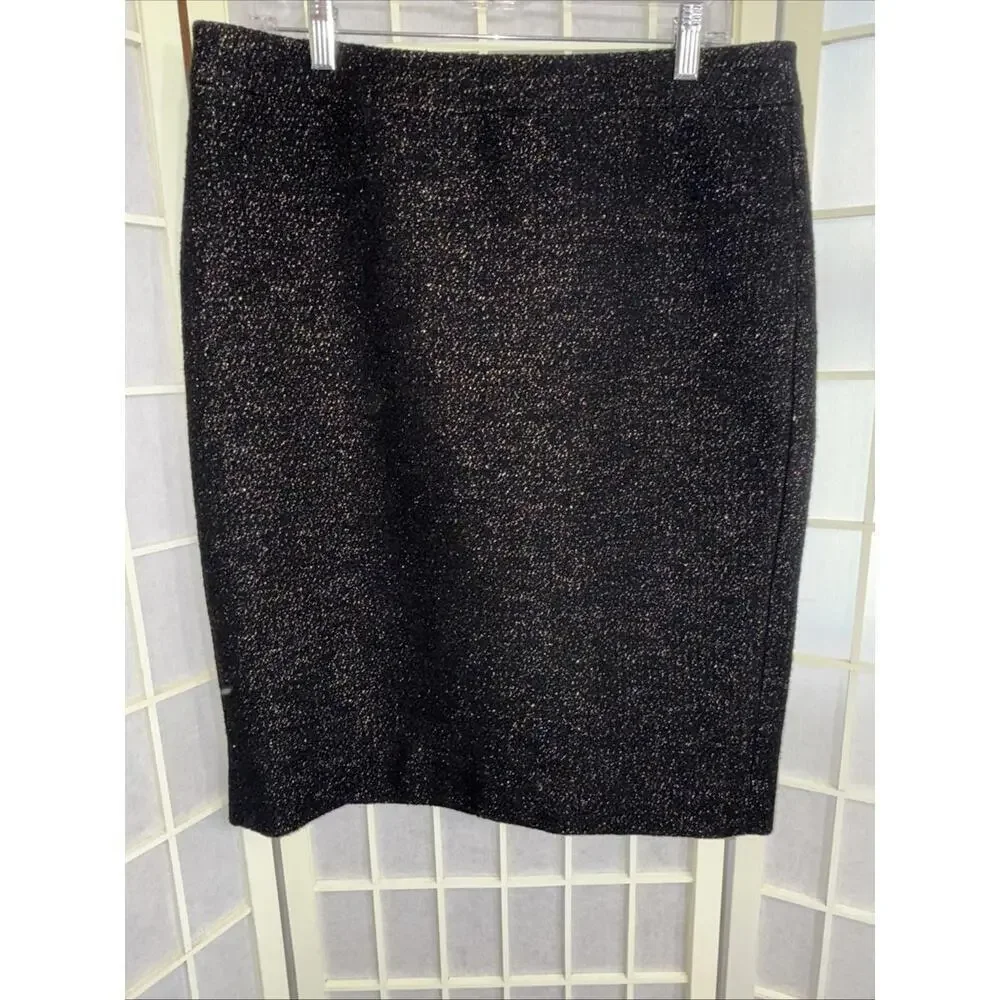J Crew No 2 Wool Pencil Skirt Black Minimalist‎ Twill Lined Workwear Knee Length